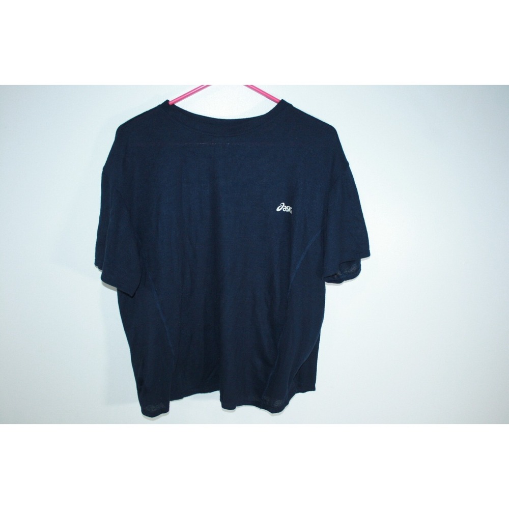 Vintage Asics Navy Blue Adult Short‎ Sleeve Athletic T-Shirt Size Large USA